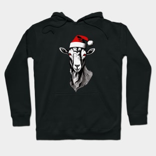 Christmas Goat with Santa Hat Hoodie